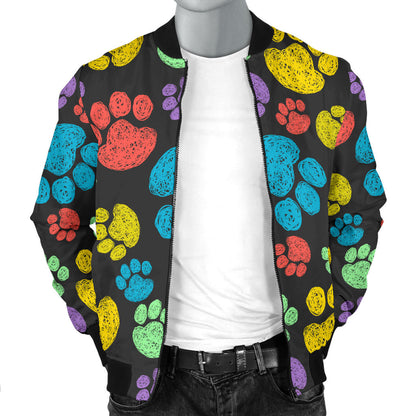 Paw Colorful Print Men Bomber Jacket