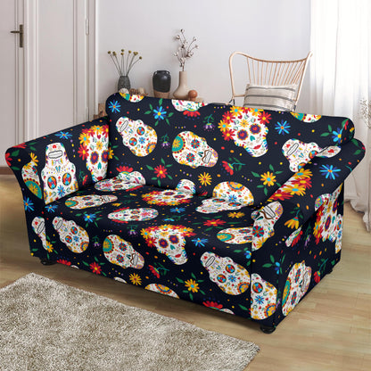 Sugar Skull Print Design LKS305 Loveseat Couch Slipcover