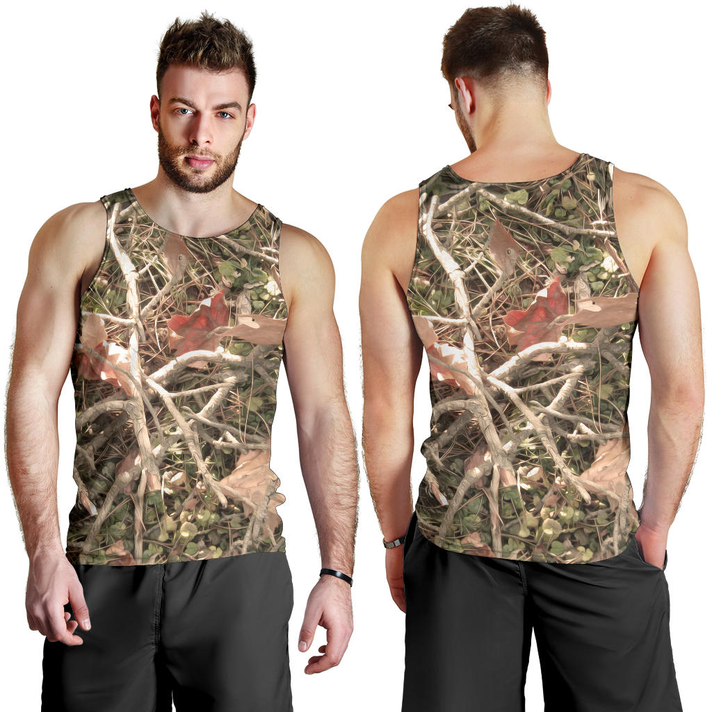 Camouflage Realistic Tree Authumn Print Men Tank Top