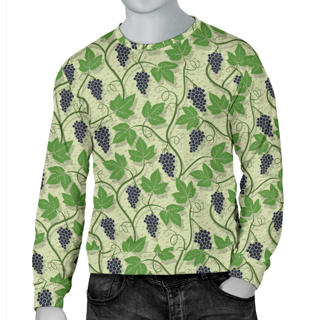 Wine Grape Thmed Print Men Long Sleeve Sweatshirt