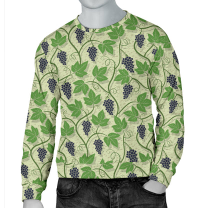 Wine Grape Thmed Print Men Long Sleeve Sweatshirt