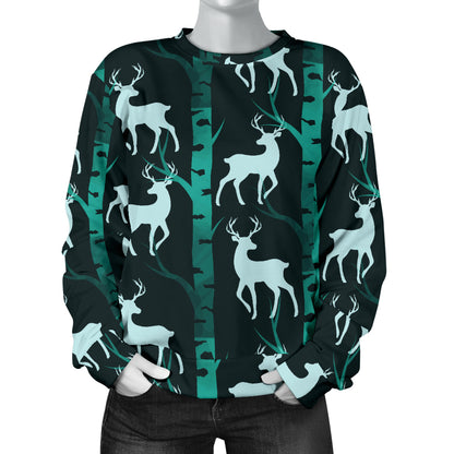 Deer Jungle Print Pattern Women Long Sleeve Sweatshirt