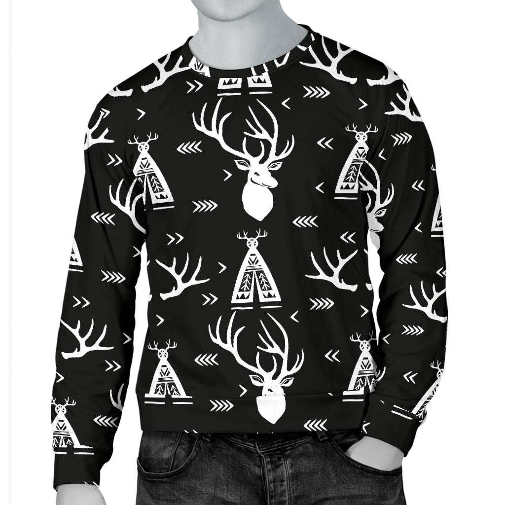 Deer Native Indian Print Pattern Men Long Sleeve Sweatshirt