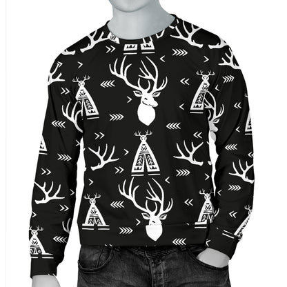 Deer Native Indian Print Pattern Men Long Sleeve Sweatshirt