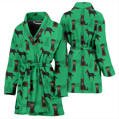 Beauceron Pattern Print Design 01 Women Bathrobe