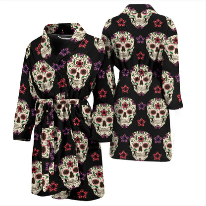 Sugar Skull Print Design LKS304 Men Bathrobe
