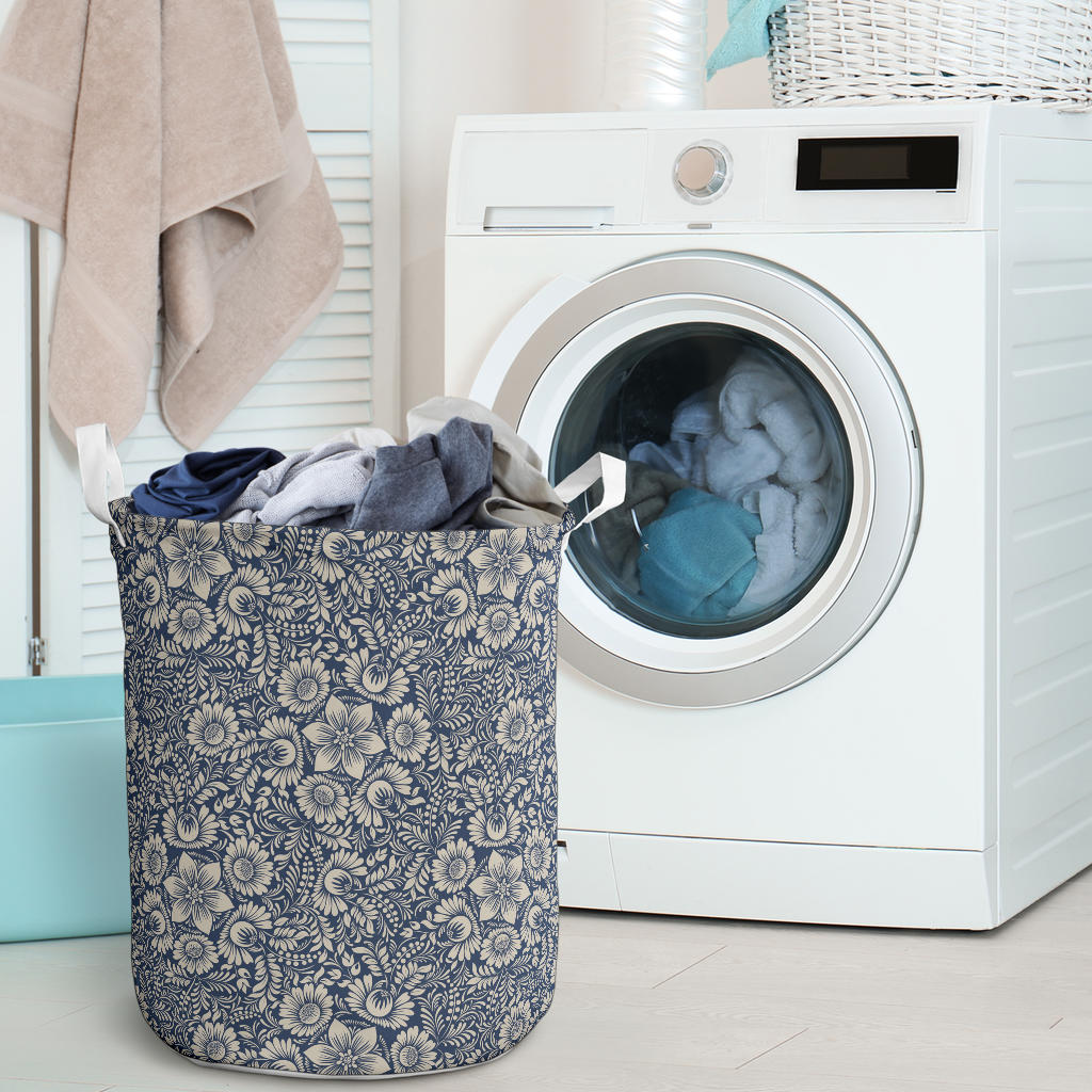Elegant Floral Print Pattern Laundry Basket