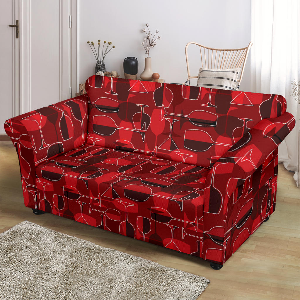 Wine Glass Print Design LKS301 Loveseat Couch Slipcover