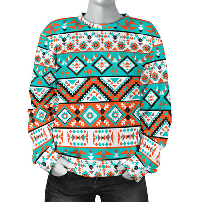 Navajo Style Print Pattern Women Long Sleeve Sweatshirt