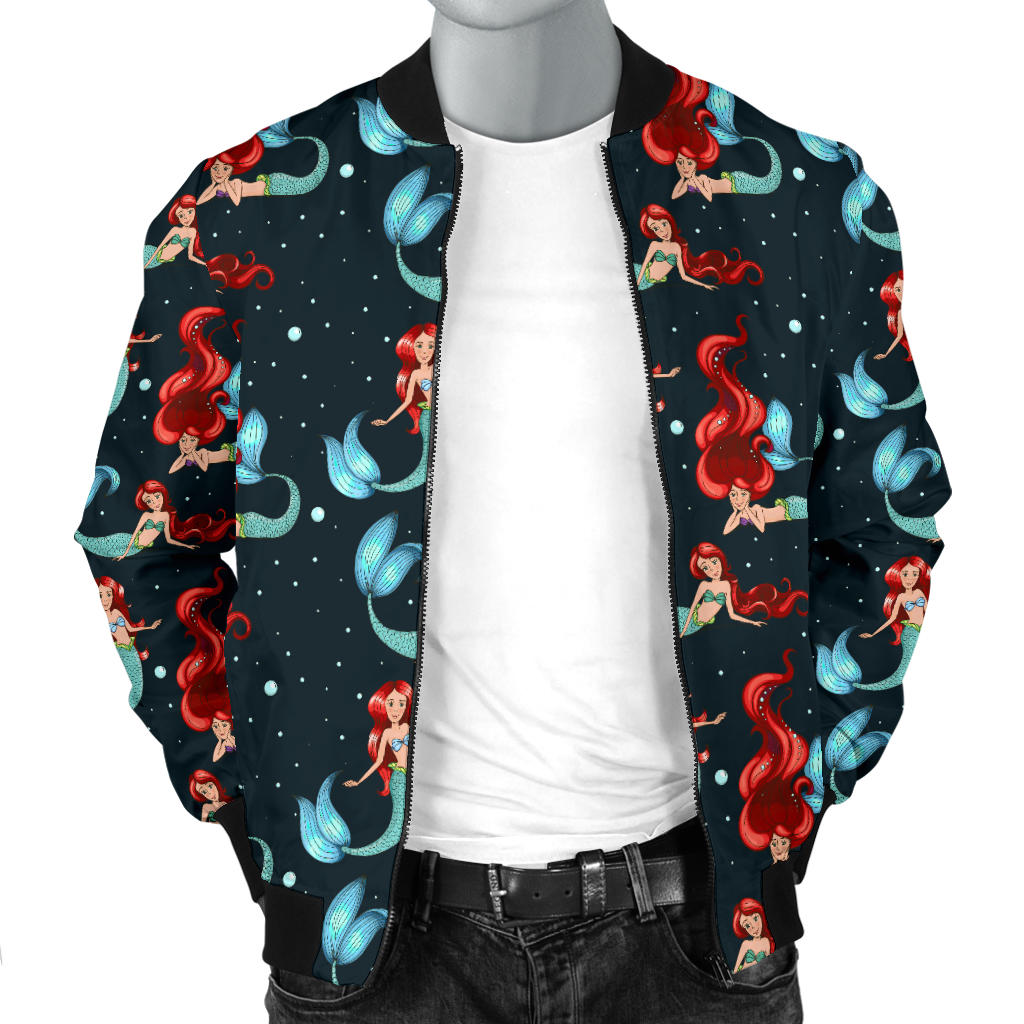 Mermaid Girl Themed Design Print Men Bomber Jacket