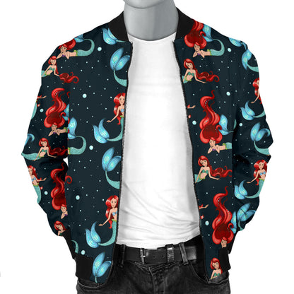 Mermaid Girl Themed Design Print Men Bomber Jacket