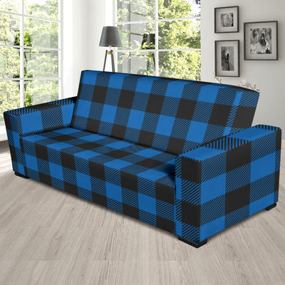 Buffalo check Blue Pattern Print Design 03 Sofa Slipcover