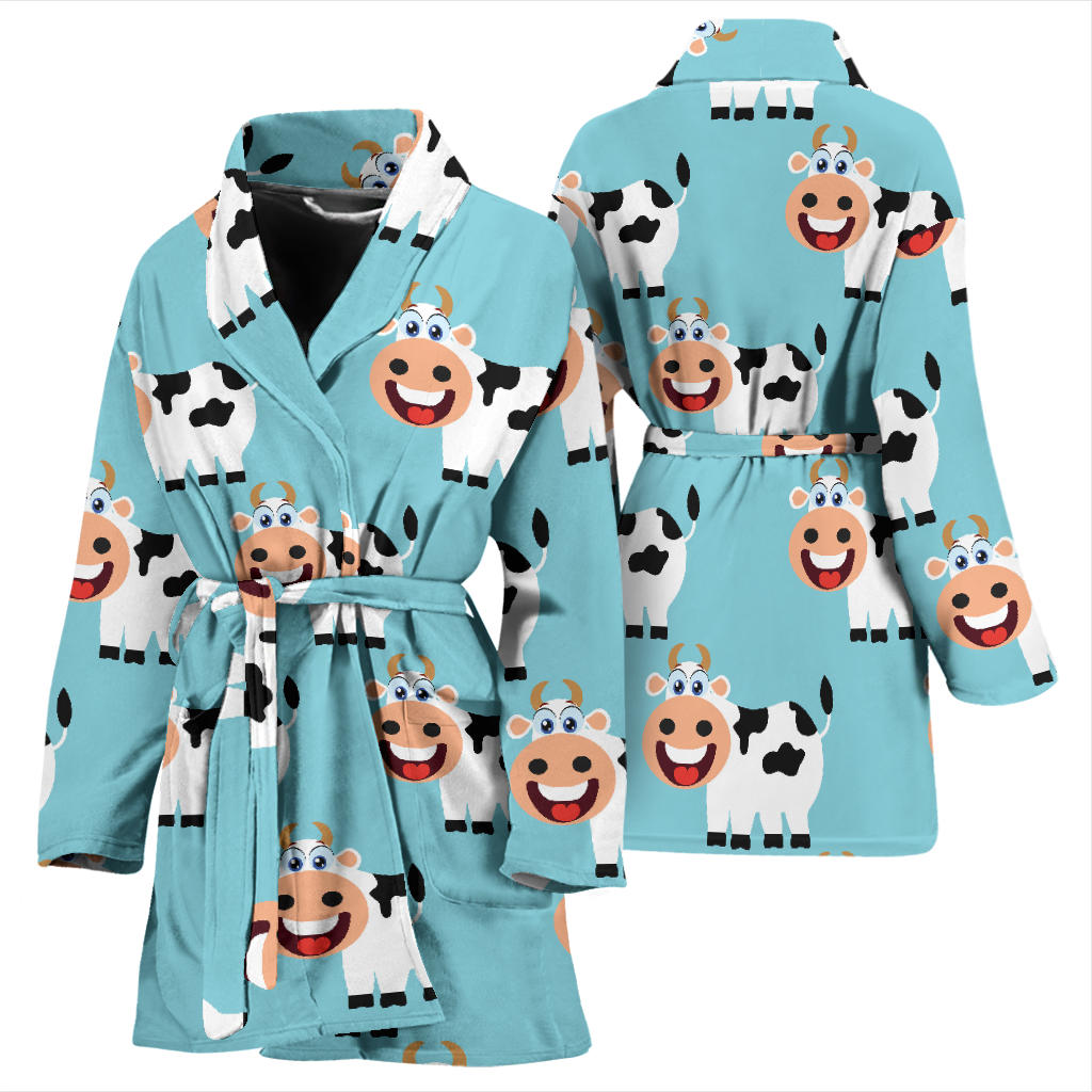 Cattle Cute Pattern Print Design 01 Women Bathrobe