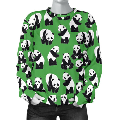 Panda Bear Pattern Themed Print Women Long Sleeve Sweatshirt