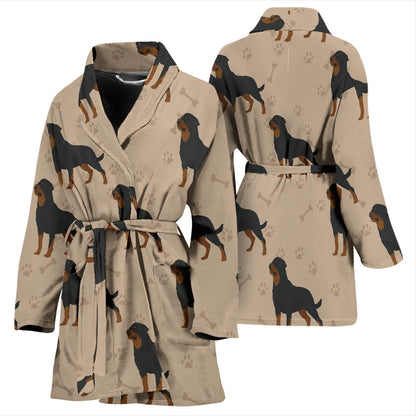 Rottweiler Pattern Print Design A01 Women Bathrobe