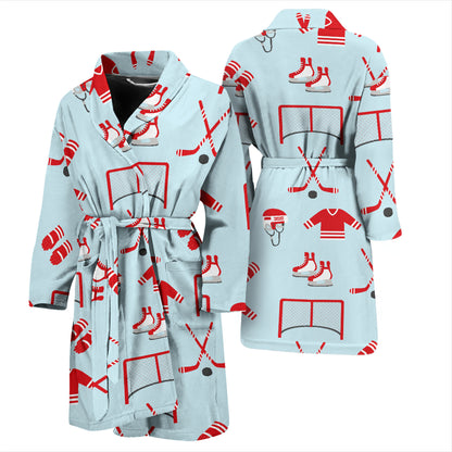 Hockey Red Equipment Print Design LKS305 Men Bathrobe