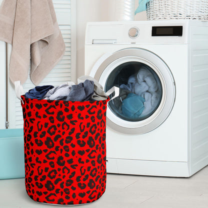 Leopard Red Skin Print Laundry Basket