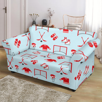 Hockey Red Equipment Print Design LKS305 Loveseat Couch Slipcover
