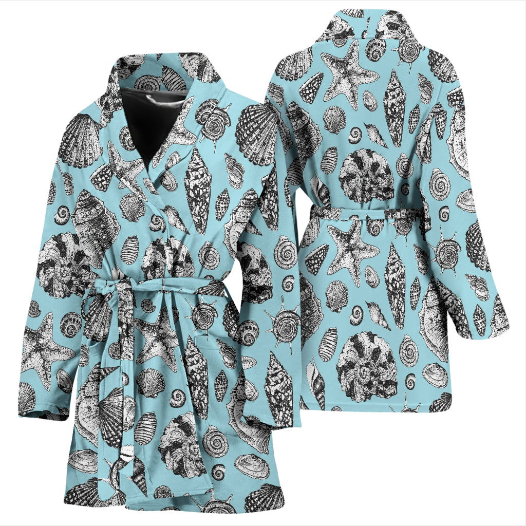Seashell Beach Print Design LKS302 Women Bathrobe