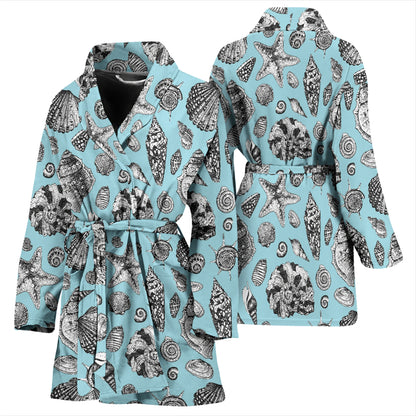 Seashell Beach Print Design LKS302 Women Bathrobe