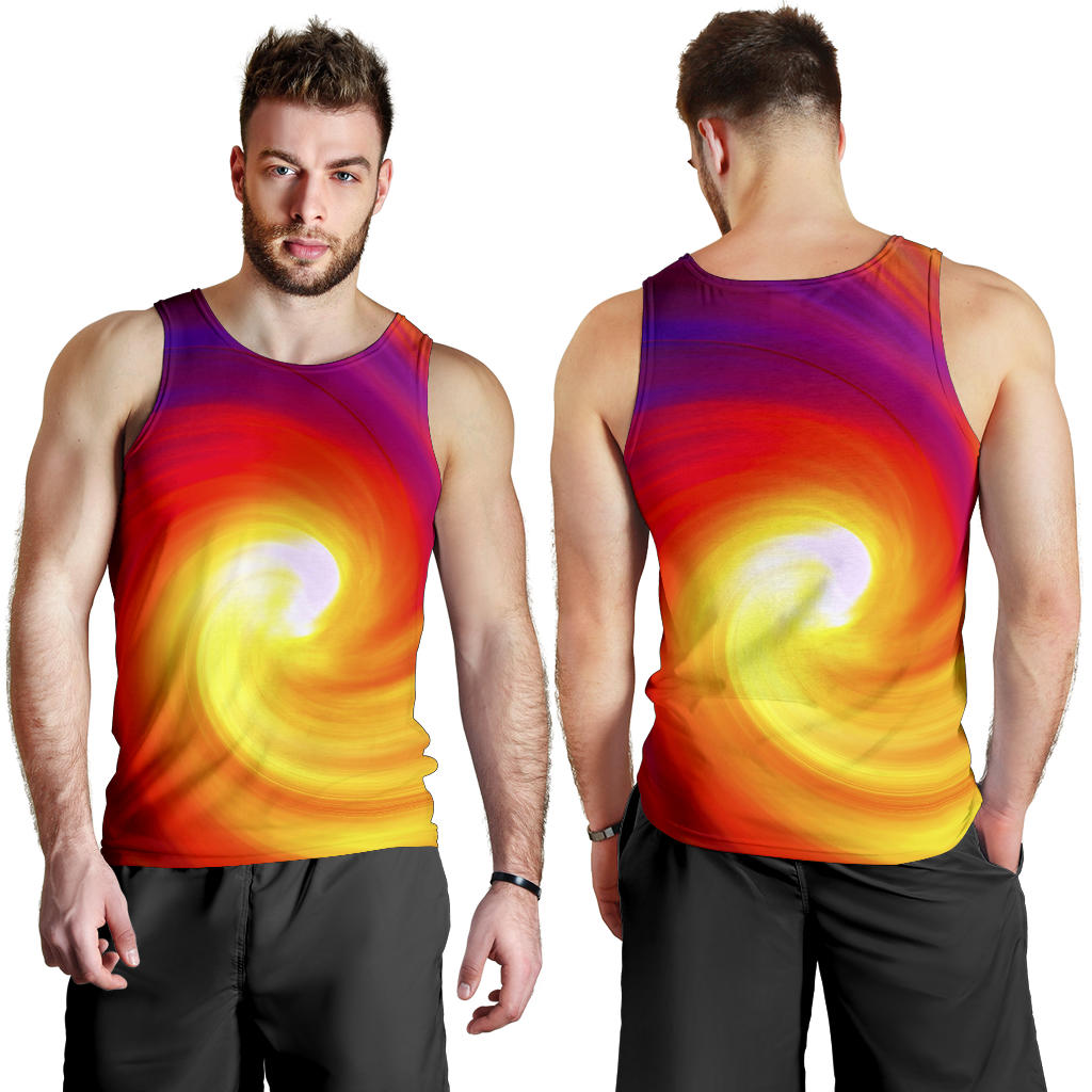 Vortex Twist Swirl Flame Themed Men Tank Top