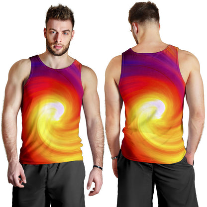Vortex Twist Swirl Flame Themed Men Tank Top