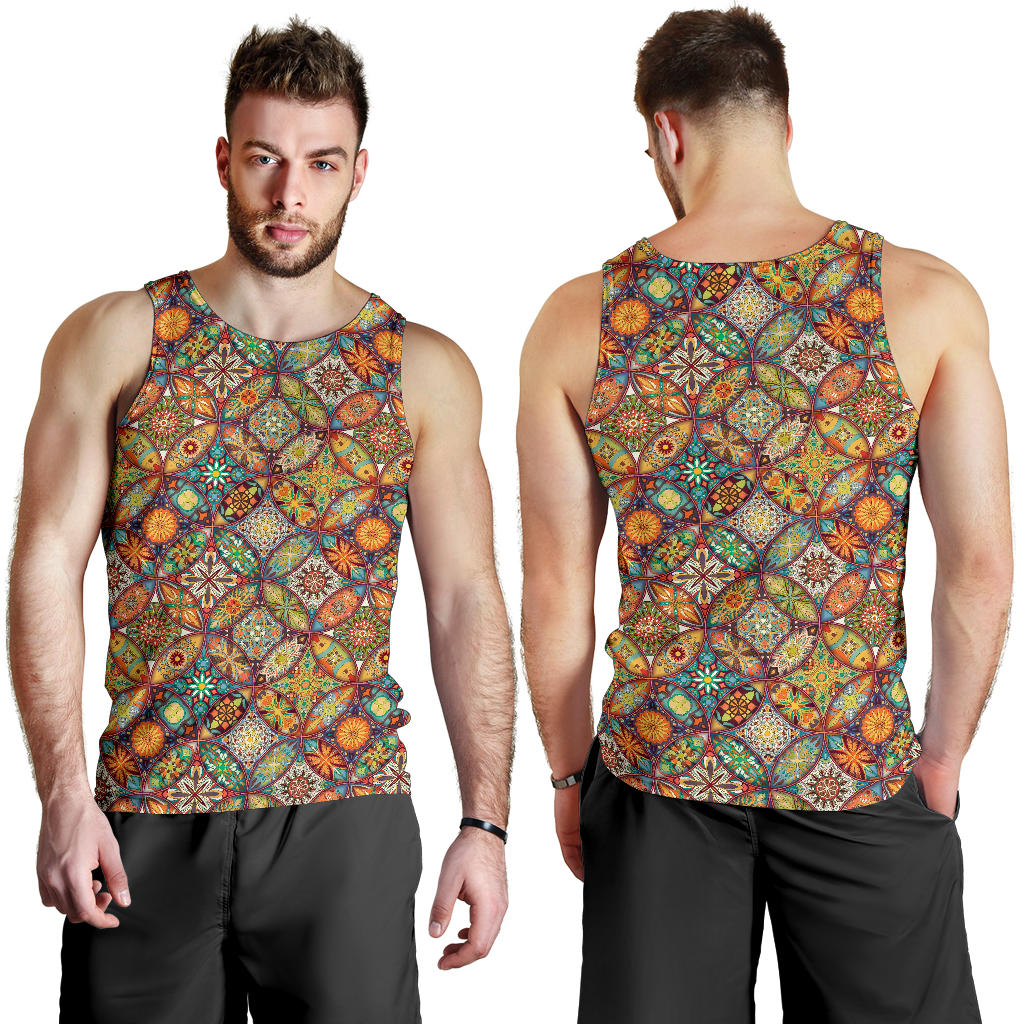 Mandala Flower Themed Design Print Men Tank Top