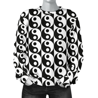 Yin Yang Classic Pattern Design Print Women Long Sleeve Sweatshirt
