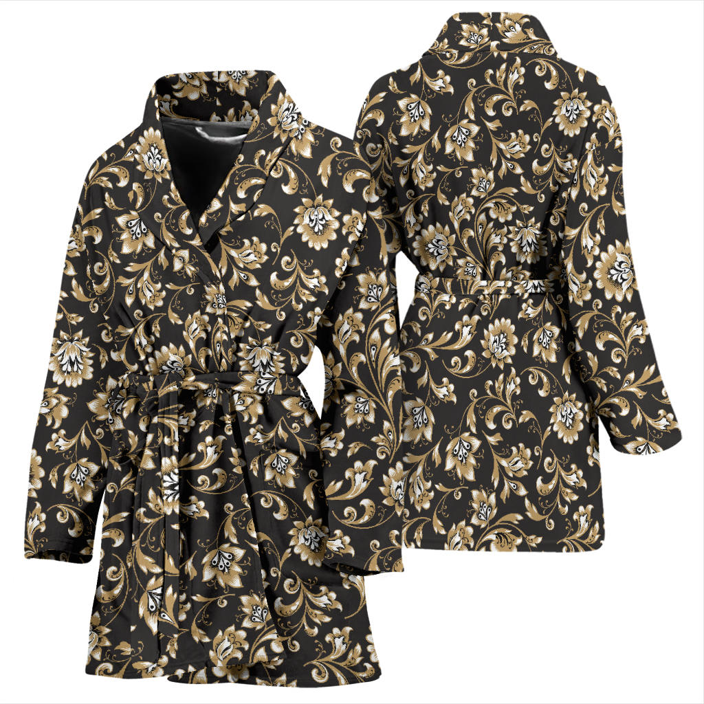 Brocade Pattern Print Design 03 Women Bathrobe