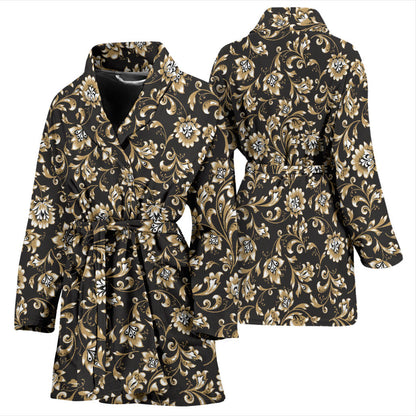 Brocade Pattern Print Design 03 Women Bathrobe