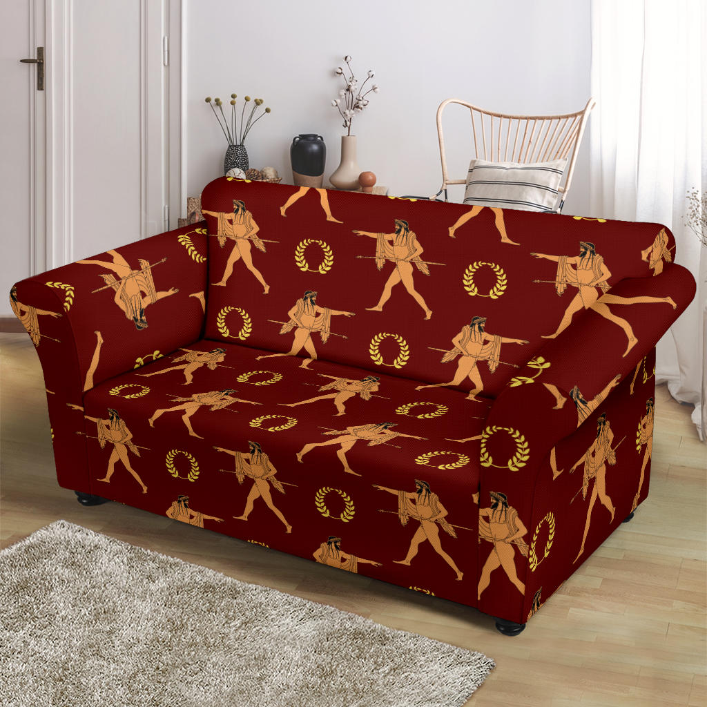 Ancient Greek Print Design LKS307 Loveseat Couch Slipcover