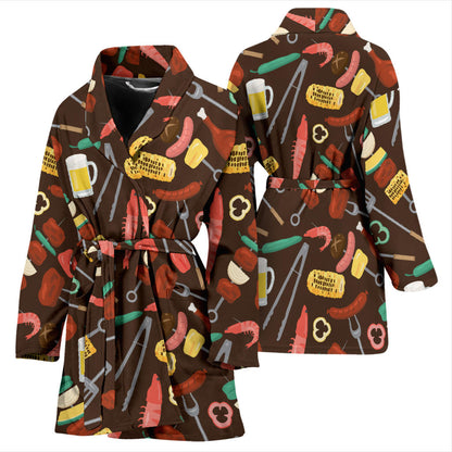 Barbecue Pattern Print Design 05 Women Bathrobe