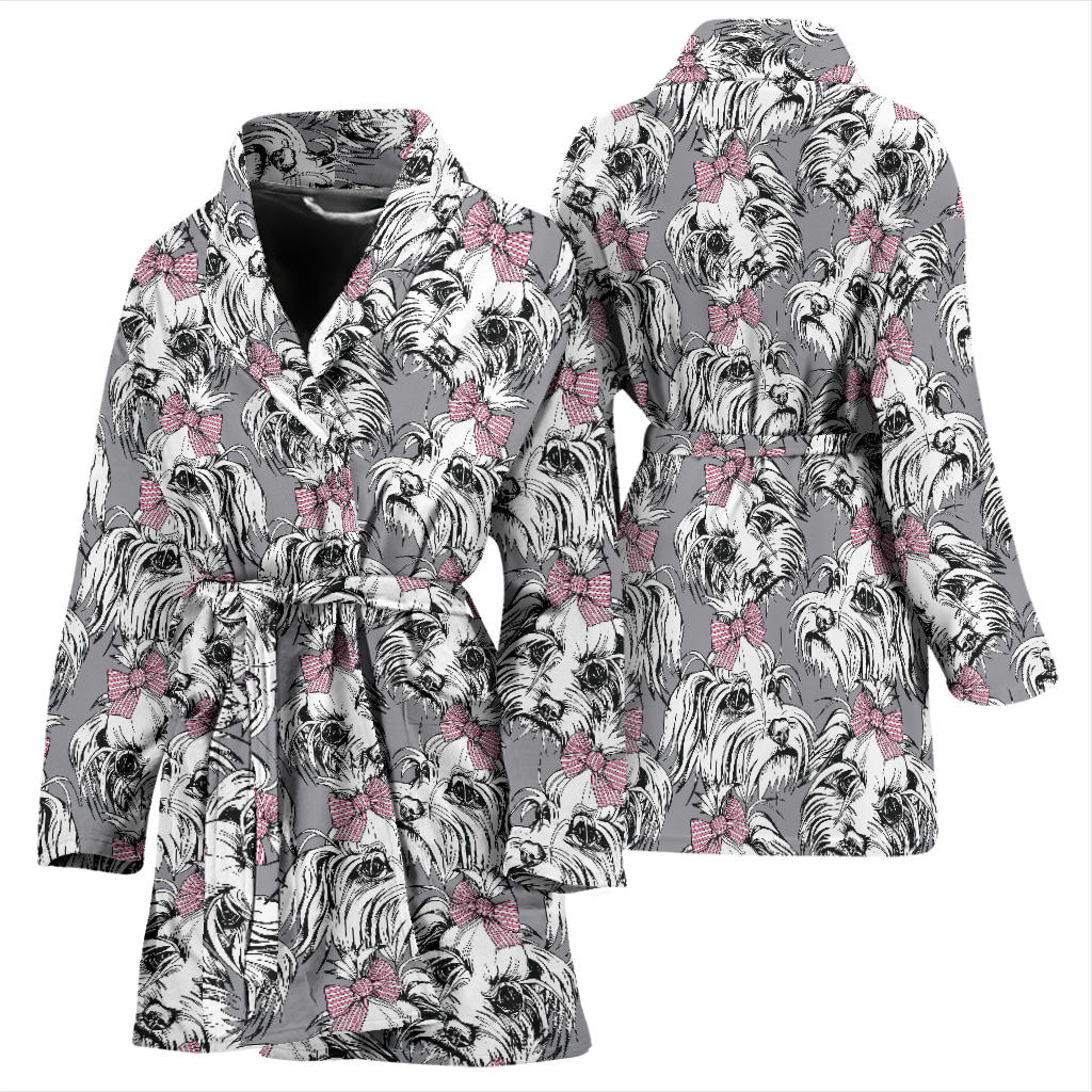 Maltese Pattern Print Design 01 Women Bathrobe