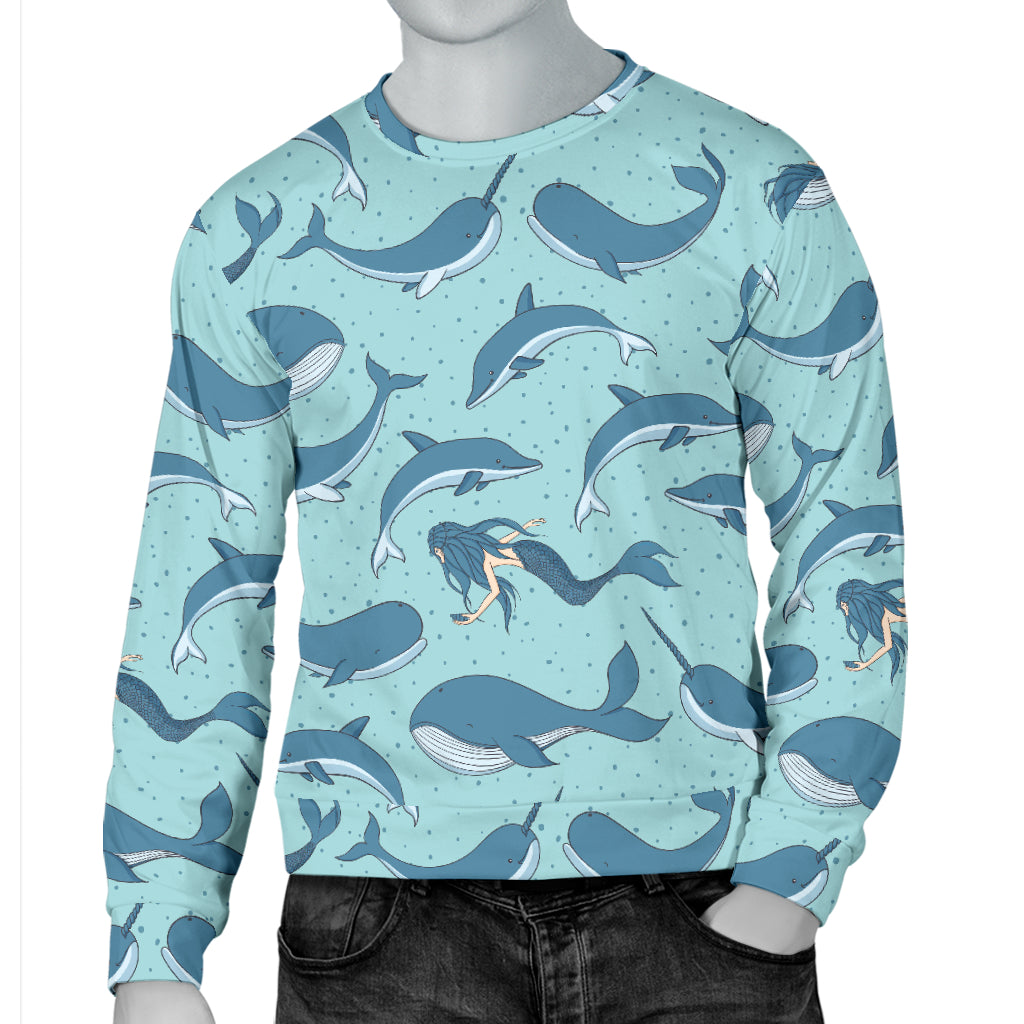 Narwhal Themed Print Men Long Sleeve Sweatshirt