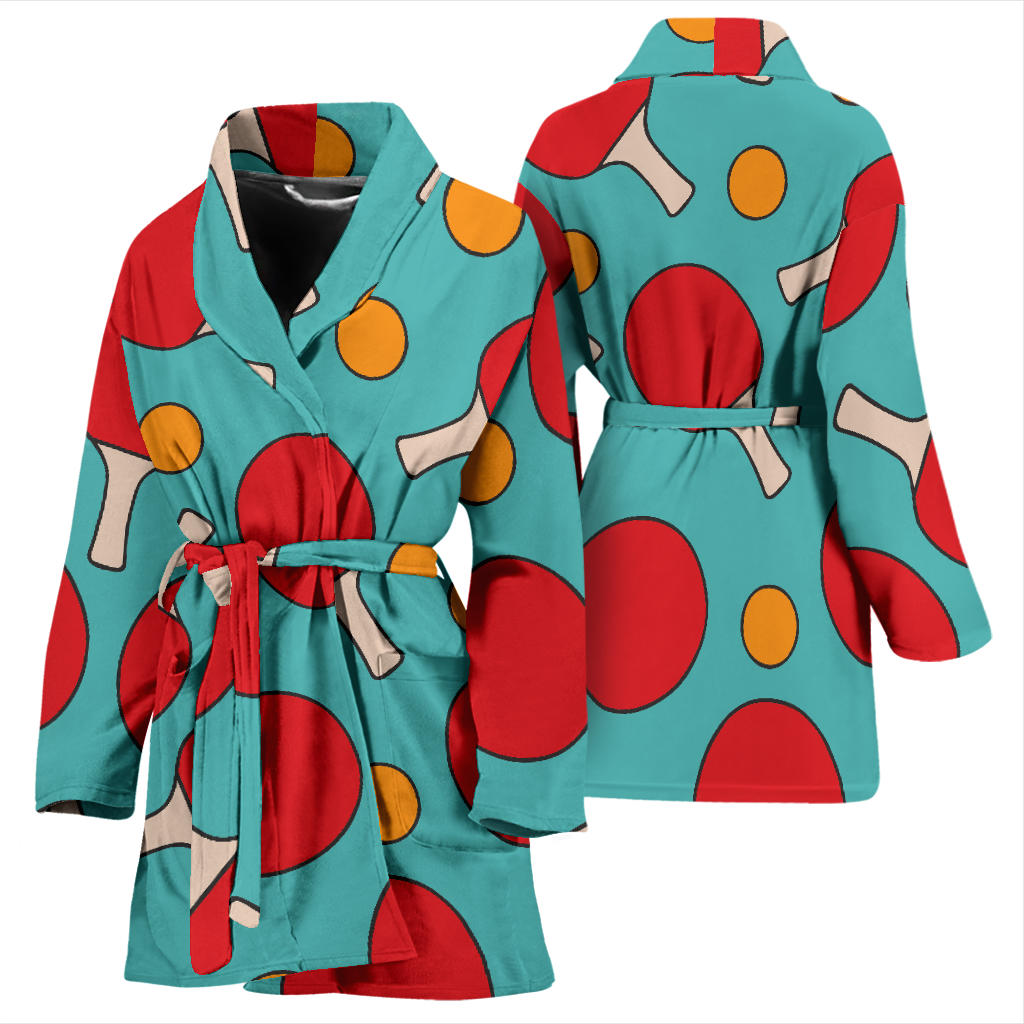 Ping Pong Pattern Print Design A01 Women Bathrobe