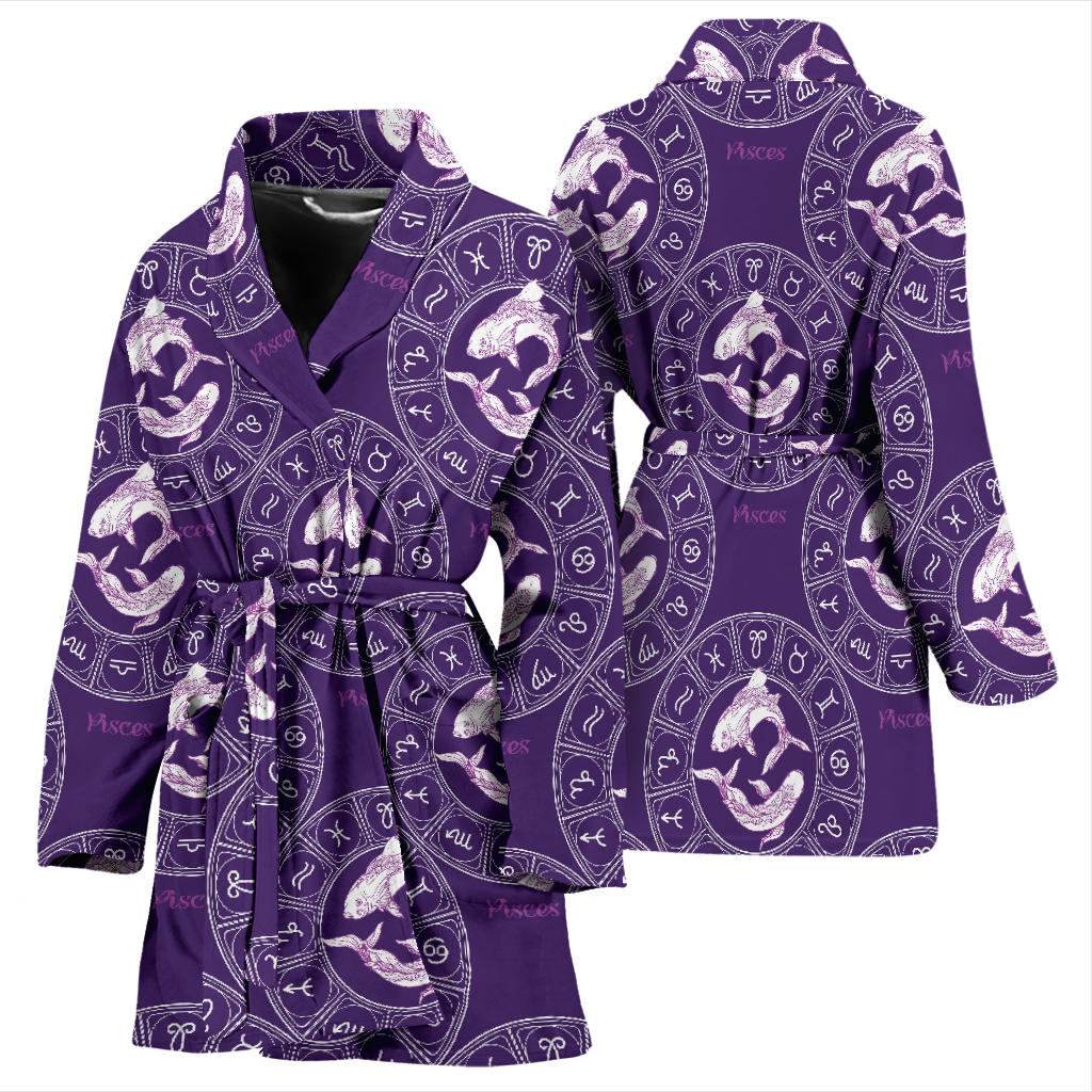 Pisces Pattern Print Design A02 Women Bathrobe