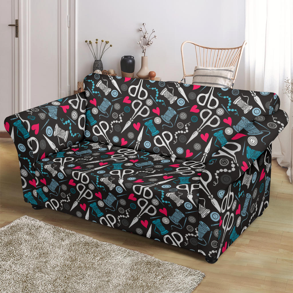 Sewing Equipment Print Design LKS305 Loveseat Couch Slipcover