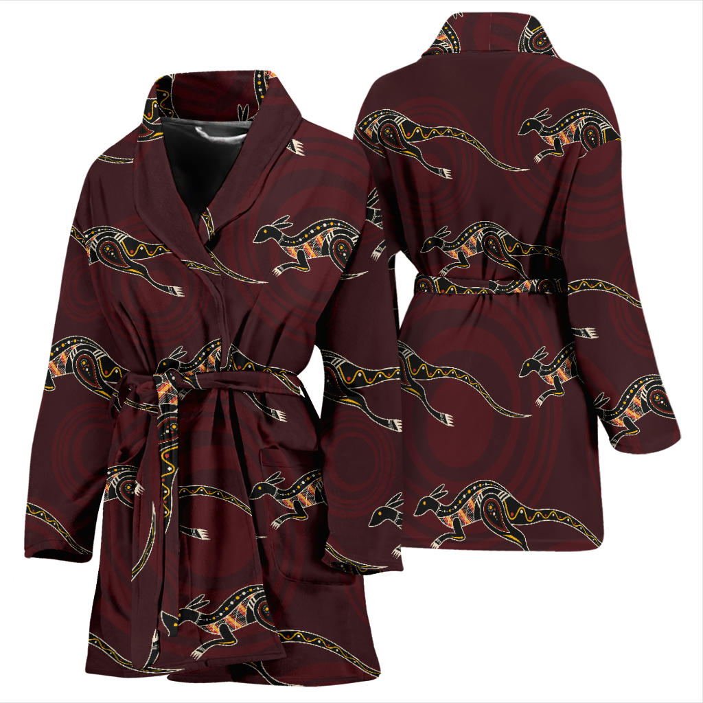 Kangaroos Pattern Print Design 05 Women Bathrobe