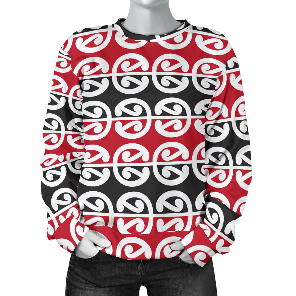 Maori Classic Themed Design Print Women Long Sleeve Sweatshirt