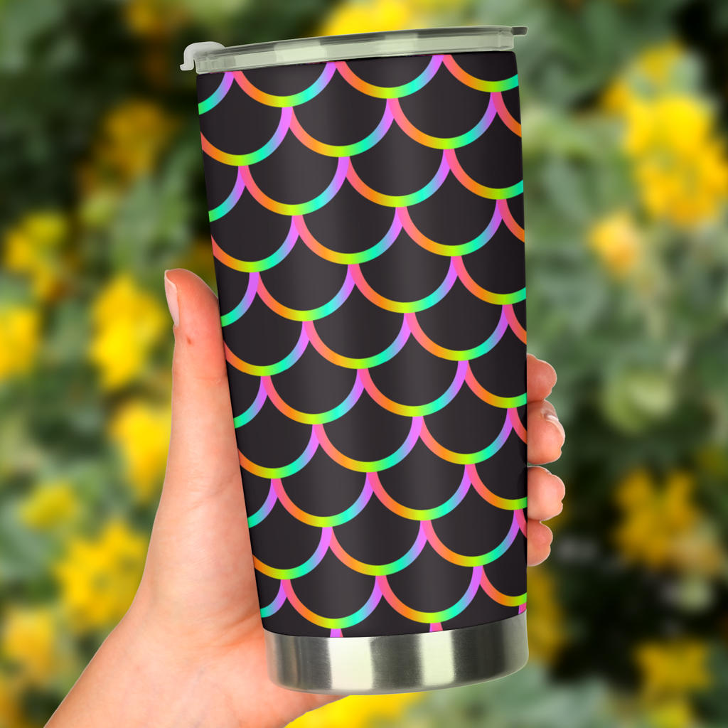 Mermaid Tail Rainbow Design Print Tumbler