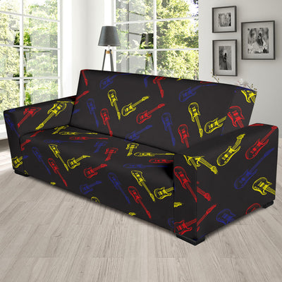 Electric Guitar Pattern Print Design 03 Sofa Slipcover