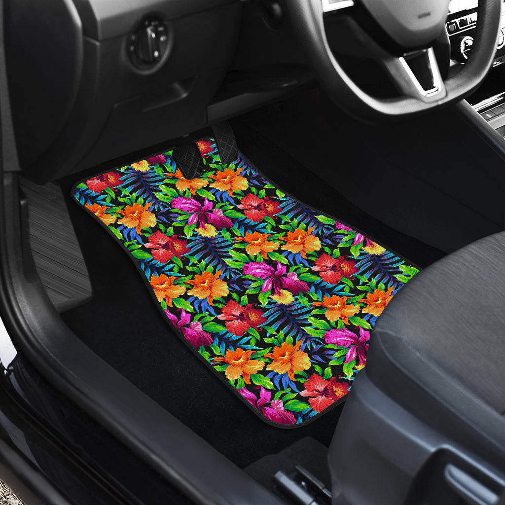 Tropical Folower Colorful Print Car Floor Mats Front Back
