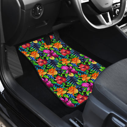 Tropical Folower Colorful Print Car Floor Mats Front Back