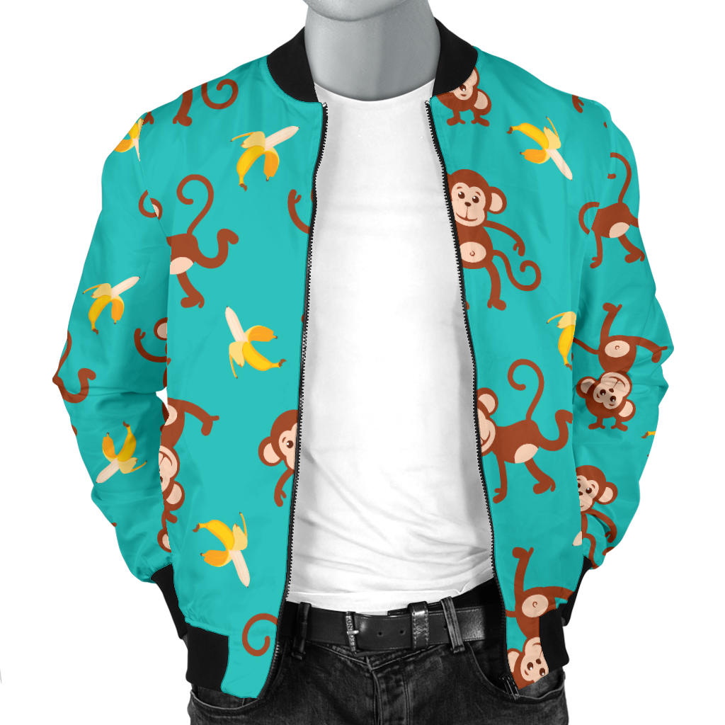Monkey Banana Design Themed Print Men Bomber Jacket