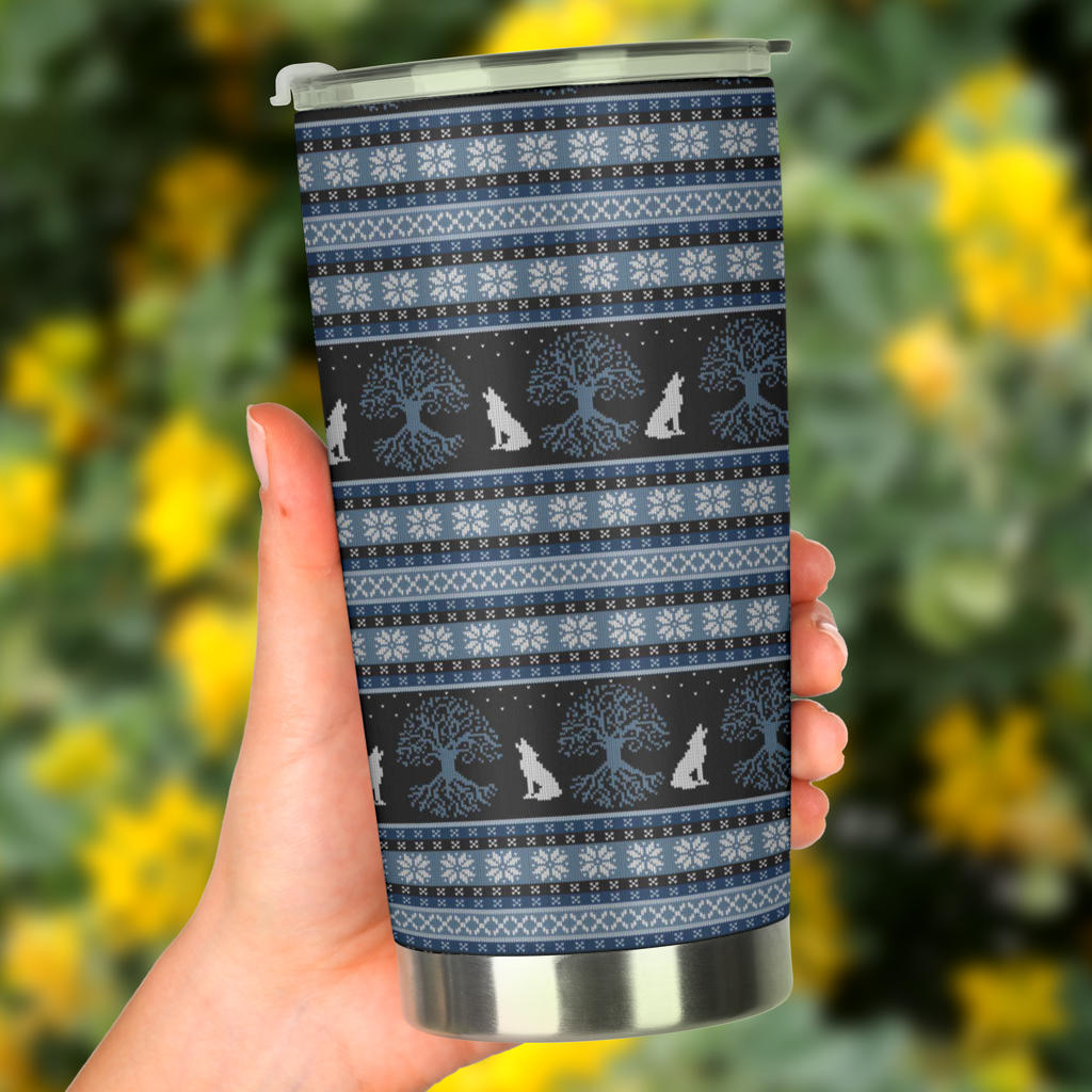 Wolf Tree of Life Knit Design Print Tumbler
