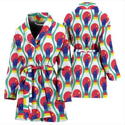 Bowling Pattern Print Design 05 Women Bathrobe