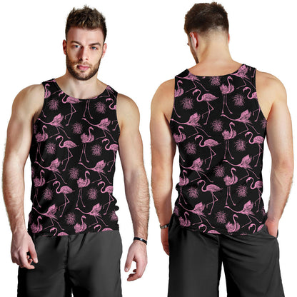Flamingo Pink Print Pattern Men Tank Top