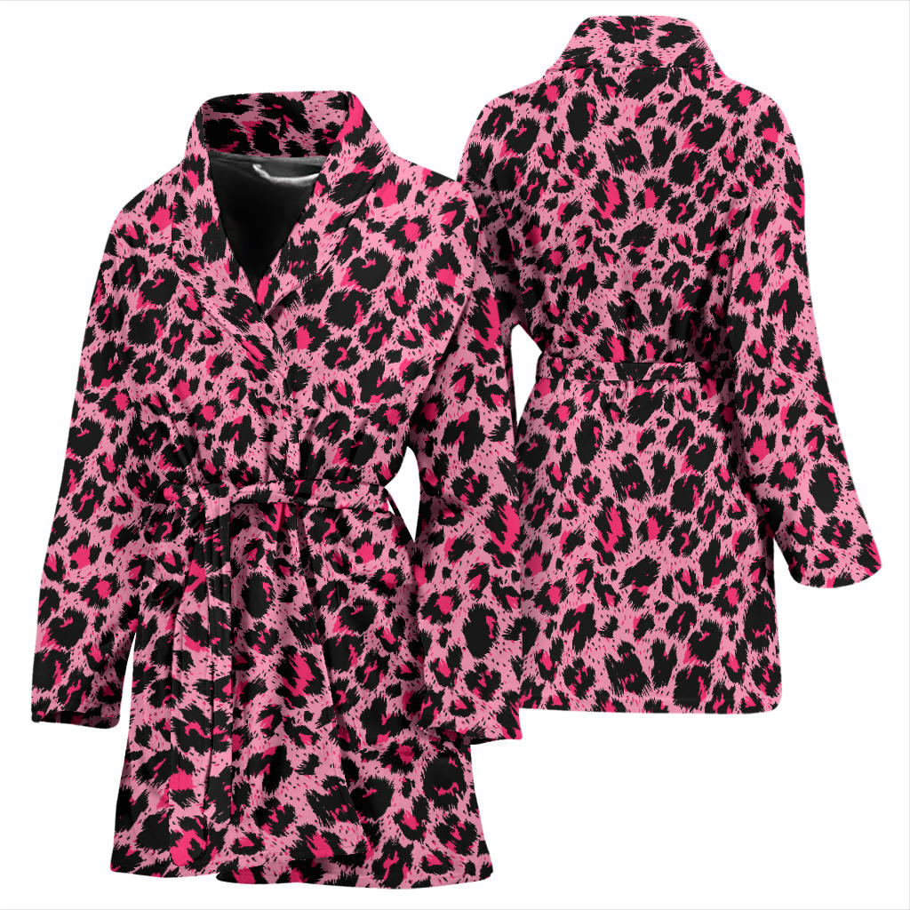 Cheetah Pink Pattern Print Design 01 Women Bathrobe