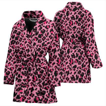 Cheetah Pink Pattern Print Design 01 Women Bathrobe