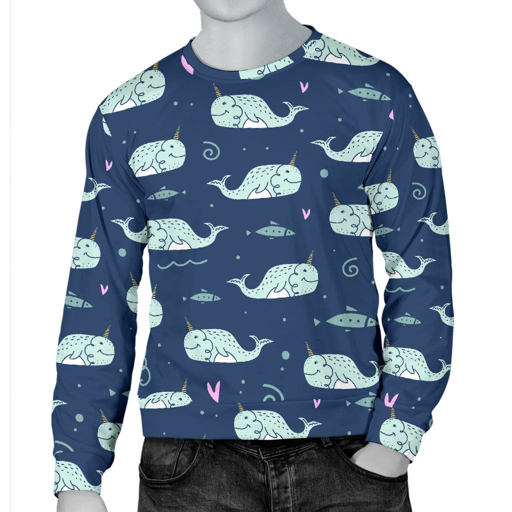 Narwhal Design Print Men Long Sleeve Sweatshirt